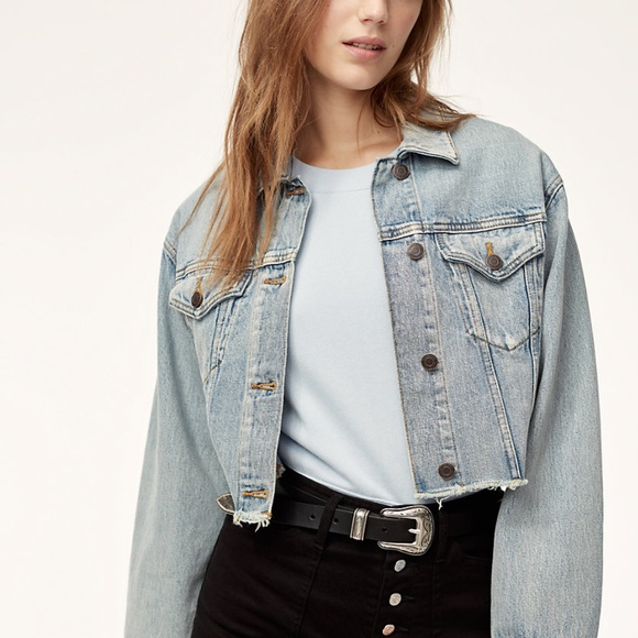 Aritzia Jackets & Blazers - Aritzia Wilfred Free Light Pink Denim Jacket